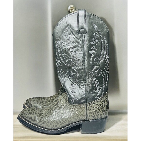 Vtg Heritage West HH Cowboy Boots Mens Black Leather  Sz 7 1/2 EE West. Stitched - Picture 1 of 8